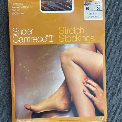 Vintage JC Penney Sheer Cantrece II Stockings Size B Pack of 3 Pair Nos